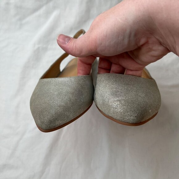 Seychelles Womens metallic silver pointed toe Slingback Flats Size 10 - Picture 9 of 10